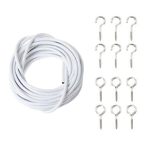Pamtns Spannfix Gardinenspirale 5M Gardinenseil Vorhangdraht Weiß Gardinendraht Vorhangseile Spannseil Gardine Gardinenschnur Kunststoffbeschichteter Gardinenseil mit 6 Schraubenösen und 6 Haken Pamtns Spannfix Gardinenspirale 5M Gardinenseil Vorhangdraht Weiß Gardinendraht Vorhangseile Spannseil Gardine Gardinenschnur Kunststoffbeschichteter Gardinenseil mit 6 Schraubenösen und 6 Haken von Pamtns