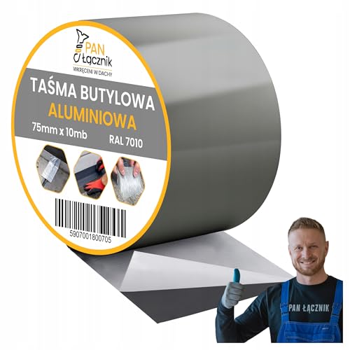Pan Łącznik Butylband dichtband Aluminiumfolie anthrazit – Dachabdichtung, Wasserfestes Klebeband Reperaturba, wetterfest, für Dachdeckerarbeiten, 75mm x 10m, RAL7010 von Pan Łącznik