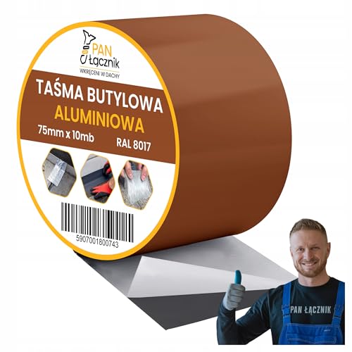 Pan Łącznik Butylband dichtband Aluminiumfolie braun – Dachabdichtung, Wasserfestes Klebeband Reperaturba, wetterfest, für Dachdeckerarbeiten, 75mm x 10m, RAL8017 von Pan Łącznik