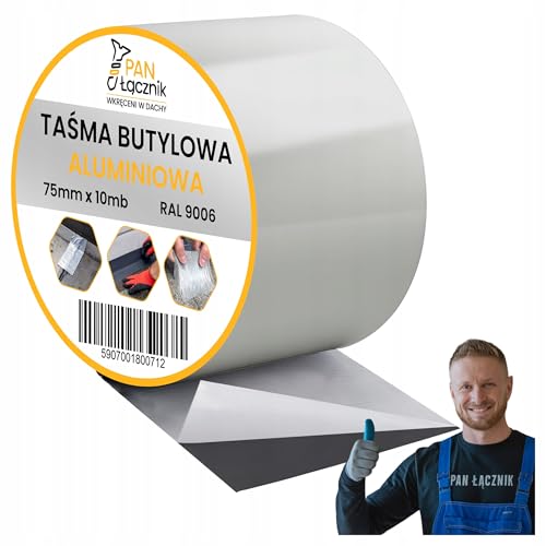 Pan Łącznik Butylband dichtband Aluminiumfolie silber – Dachabdichtung, Wasserfestes Klebeband Reperaturba, wetterfest, für Dachdeckerarbeiten, 75mm x 10m, RAL9006 von Pan Łącznik