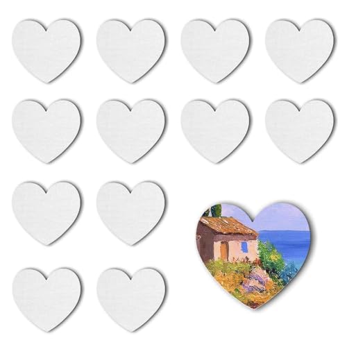 12 Stück Leinwand-Set zum Bemalen – Magnetische Baumwoll-Leinwände für Acryl-, Öl- & Gouachefarben inkl. Strukturpaste (Liebe 12) von PanBeiQi
