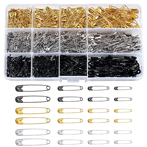 540 Stück Sicherheitsnadeln Sortiert, Kleidung Sicherheitsnadeln klein mittelgroß für Kunsthandwerk Nähen Kleidung Kunst, Gold Silber Schwarz, 19 mm, 22 mm, 28 mm, 38 mm 540 Stück Sicherheitsnadeln Sortiert, Kleidung Sicherheitsnadeln klein mittelgroß für Kunsthandwerk Nähen Kleidung Kunst, Gold Silber Schwarz, 19 mm, 22 mm, 28 mm, 38 mm von PanBeiQiWEU