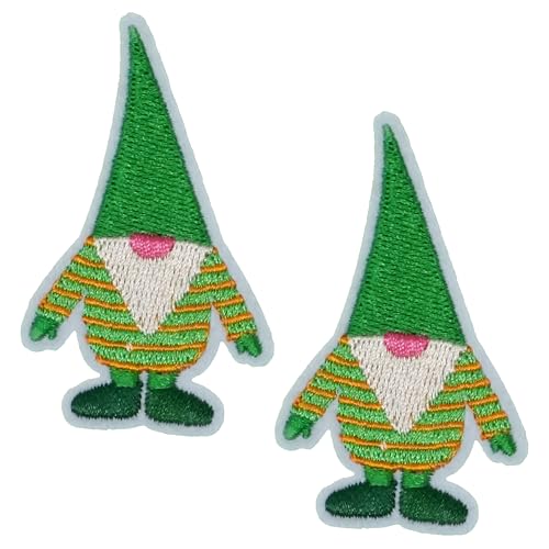 2 X Festliche Elfe Wichtel Aufbügler Patch - Niedlicher gestreifter Weihnachtswichtel mit hohem grünen Hut - Bestickte Ferienapplikation für Kleidung, Strümpfe, DIY Handwerk - 4 x 6 cm 2 X Festliche Elfe Wichtel Aufbügler Patch - Niedlicher gestreifter Weihnachtswichtel mit hohem grünen Hut - Bestickte Ferienapplikation für Kleidung, Strümpfe, DIY Handwerk - 4 x 6 cm von Panda Loco