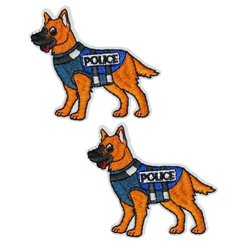 2 x Deutscher Schäferhund Polizei Hund Patch - Besticktes K9 Einheit Bügelbild (6 x 7 cm) - Taktische Hundeweste Design für Jacken, Taschen und Strafverfolgungsbehörden von Panda Loco