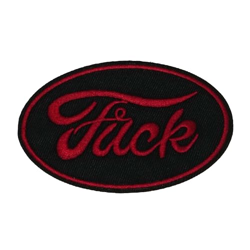 2 x F*ck Slogan Patch – besticktes ovales Abzeichen (9 x 6 cm) | auffälliger Statement-Aufnäher für Jacken, Taschen, Westen, Denim und Accessoires von Panda Loco
