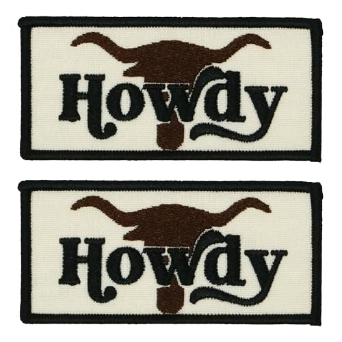 2 x Howdy Buffalo Aufnäher zum Aufbügeln, 9 x 4 cm, Western-Stil, bestickte Applikation – Cowboy-Grußaufnäher für Jacken, Hüte, Denim, Westen und Country-DIY-Projekte 2 x Howdy Buffalo Aufnäher zum Aufbügeln, 9 x 4 cm, Western-Stil, bestickte Applikation – Cowboy-Grußaufnäher für Jacken, Hüte, Denim, Westen und Country-DIY-Projekte von Panda Loco