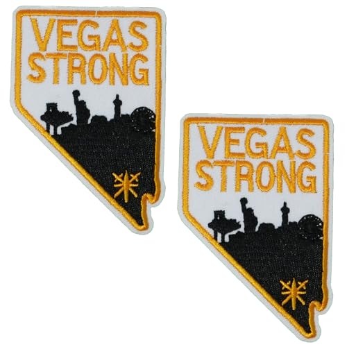 2 x Vegas starker Aufnäher zum Aufbügeln, 8 x 5 cm, bestickt, Nevada State Applikation mit Skyline-Silhouette, patriotischer Aufnäher für Jacken, Taschen, Hüte und DIY-Bekleidung 2 x Vegas starker Aufnäher zum Aufbügeln, 8 x 5 cm, bestickt, Nevada State Applikation mit Skyline-Silhouette, patriotischer Aufnäher für Jacken, Taschen, Hüte und DIY-Bekleidung von Panda Loco
