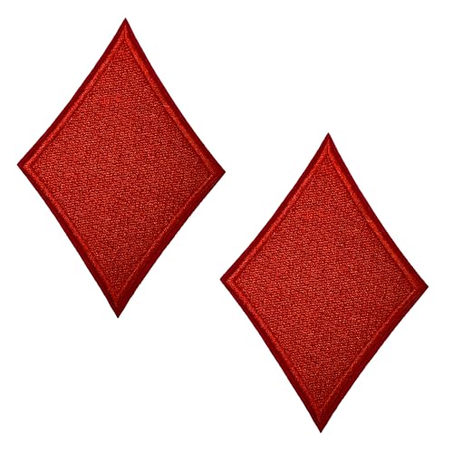 2 x rote Diamant-Pokerkarten, zum Aufbügeln (6 x 9 cm) von Panda Loco