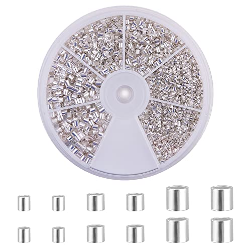 PandaHall 1~2 mm Silber Quetschperlen Crimp Beads Silber Quetschverbinder Silber Perlen für Perlen Basteln Kettenverschluss von PH PandaHall
