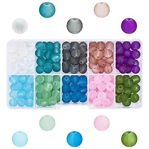 PandaHall 1 Box 250 Stück 8 mm Glas-Perlen rund bunt für Modeschmuck, gemischte Farben, Bohrung:1,3-1,6 mm, ca. 250 Stück/Box. 8mm Colore Misto#3 von PH PandaHall