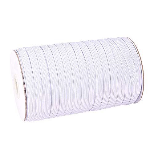 PandaHall 1 Rolle Ca. 100 Yards 3/8" (8 mm) Breite Polyester Gummi Geflochtenes Flaches Elastisches Stretchband Kordelband Für Stirnbänder Nähen Kleidung Taillenbänder Weiß von PH PandaHall