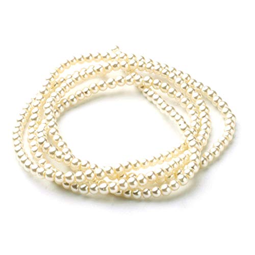 PandaHall 1 Strang Glasperlen-Stränge 3 mm runde Perlen lose Zwischenperlen für Halsketten, Armbänder, Schmuckherstellung, Cremeweiß von PH PandaHall