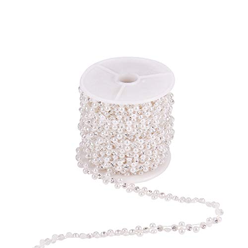 PandaHall 10 Rards/Rolle ABS Kunststoff Imitation Perle und Strass Kette Perle String Perlenquaste Bling Diamante Trim Ribbon für Hochzeit Party Dekoration Nähen Trims Kuchen Dekoration, Weiß PandaHall 10 Rards/Rolle ABS Kunststoff Imitation Perle und Strass Kette Perle String Perlenquaste Bling Diamante Trim Ribbon für Hochzeit Party Dekoration Nähen Trims Kuchen Dekoration, Weiß von PH PandaHall
