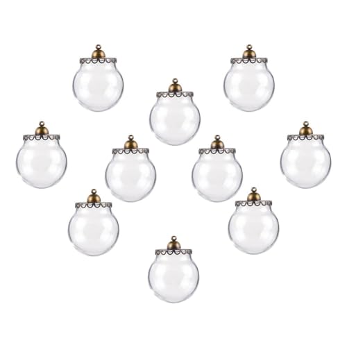 PandaHall 10 Sets 30mm Runde Klare Glaskugelflasche Hängende Anhänger Wunschflaschen Mit Antiker Bronze Messingkappe Und Böden Für Ohrring Halskette Anhänger Schmuckherstellung von PH PandaHall