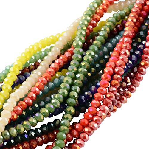 Pandahall 10 Stränge galvanisierte Glastropfen facettierte Perlen Regenbogen überzogene Perlen für die Schmuckherstellung (150 Stck/Strang, Gemischte Farbe) von PH PandaHall