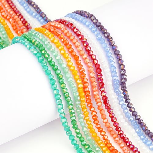 PandaHall 10 Stränge Elektroplatte Glasperlenstrände Crystal Bicone Beads Glastropfen 4mm Facettierte Perlen Regenbogen überzogene Perlen für die Schmuckherstellung (150pcs/Strang) von PH PandaHall