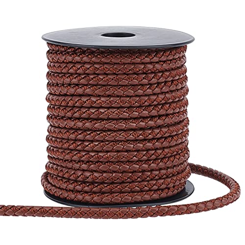 PandaHall 10.95 Yard Geflochtenes Lederband 5 mm Rundes Lederband Braunes Kunstlederseil Bolo-Lederband Für Halskette Armband Gürtel Basteln Herstellung von Bolo-Krawatten Distressed von PH PandaHall