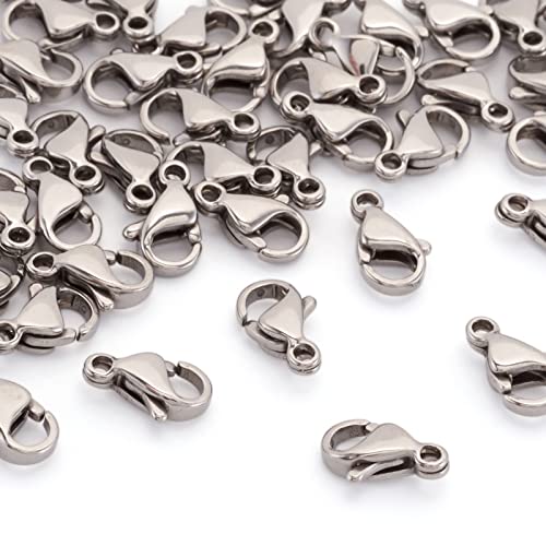 PandaHall 100 Stück 304 Edelstahl kleine Karabinerverschlüsse Halskette Verschluss 9 x 5 x 2,5 mm Verschluss Klauenverschluss Metallverschluss für Schmuck, Halsketten, Armbänder, Edelstahlfarbe von PH PandaHall