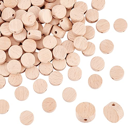 PandaHall 100 Stück Flache Runde Holzperlen 14 mm Holzmünzenperlen Antike Holz-Abstandsperlen Unlackierte Holzscheibe Für Schmuck Halskette Armband Basteln Heimarbeit Weihnachten Makramee 3 mm Loch von PH PandaHall