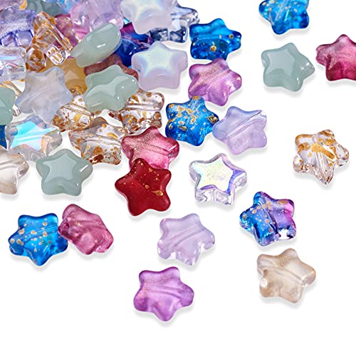 PandaHall 100 Stück Stern Kristall Glasperlen Transparent Spray Painted Star Beads Colorful Pony Loose Spacer Beads for Necklace Earring Jewelry Craft Making von PH PandaHall