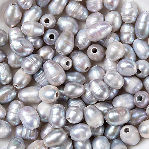 PandaHall 100 Stück natürliche Süßwasser-Zuchtperlen 7 ~ 8 mm ovale Form graue Perlen lose Perlen für Halskette Armband Schmuck Handwerk von PH PandaHall