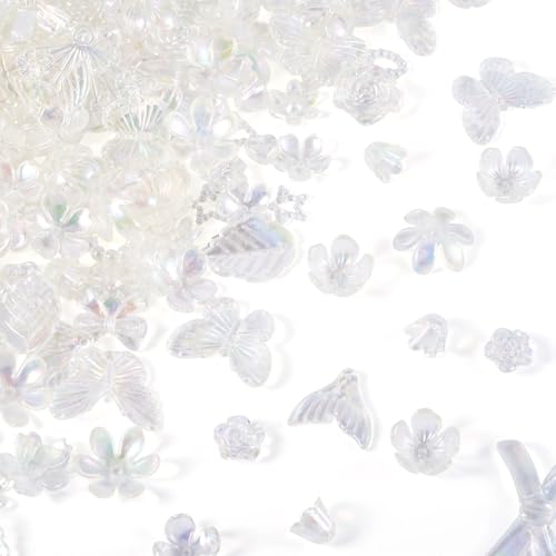 PandaHall 100 g sortierte Acrylperlen, klare Blumen-Perlenkappen, Schleife, Schmetterling, Meerjungfrau, Schwanz, Blatt, ästhetische Bastelperlen, Großpackung für Freundschaftsarmbänder PandaHall 100 g sortierte Acrylperlen, klare Blumen-Perlenkappen, Schleife, Schmetterling, Meerjungfrau, Schwanz, Blatt, ästhetische Bastelperlen, Großpackung für Freundschaftsarmbänder von PandaHall
