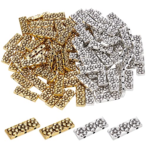 PandaHall 100 x 3 Loch Rechteck Abstandshalter Aus Metallperlen Mit Blume Tibetische Mehrsträngige Legierungs Abstandshalter Verbindungsstücke Für Die Schmuckherstellung Antikem Silber & Antike Gold PandaHall 100 x 3 Loch Rechteck Abstandshalter Aus Metallperlen Mit Blume Tibetische Mehrsträngige Legierungs Abstandshalter Verbindungsstücke Für Die Schmuckherstellung Antikem Silber & Antike Gold von PH PandaHall