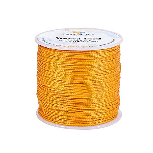 PandaHall 116 Yards 0,5 mm Runde gewachste Polyesterschnüre Faden Perlen Schnur Spule für Armband Halskette Schmuckherstellung Makramee Supplies, Gold PandaHall 116 Yards 0,5 mm Runde gewachste Polyesterschnüre Faden Perlen Schnur Spule für Armband Halskette Schmuckherstellung Makramee Supplies, Gold von PH PandaHall