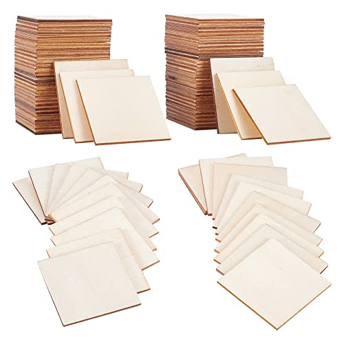 PandaHall 120 Stück Quadratische Holzplatten 5X5cm Unvollendete Leere Holz Quadrate Scheiben Blanko Holzstücke Holzplättchen für Brandmalerei Malerei Schreiben DIY Malen Unterzeichnung, 2.5mm dick von PH PandaHall