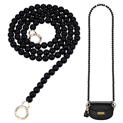 PandaHall 120 cm Imitationsperle Taschenkette, Crossbody Bag Chain Strap 12mm Black Pearl Purse Chain Ersatz Mit Goldenen Verschlüssen Für Damen Geldbörse Handtasche Geldbörse DIY Taschen von PH PandaHall