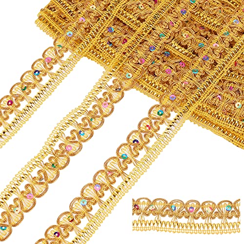 PandaHall 13 Yards Fransen Mit Stoffbesatz, Goldene Metallic-Garnbänder Glitzer Gewebtes Band Applique Braid Spitzenbesatz Für Feiertags-Weihnachtsfeier-Dekor Blumenarrangements PandaHall 13 Yards Fransen Mit Stoffbesatz, Goldene Metallic-Garnbänder Glitzer Gewebtes Band Applique Braid Spitzenbesatz Für Feiertags-Weihnachtsfeier-Dekor Blumenarrangements von PH PandaHall