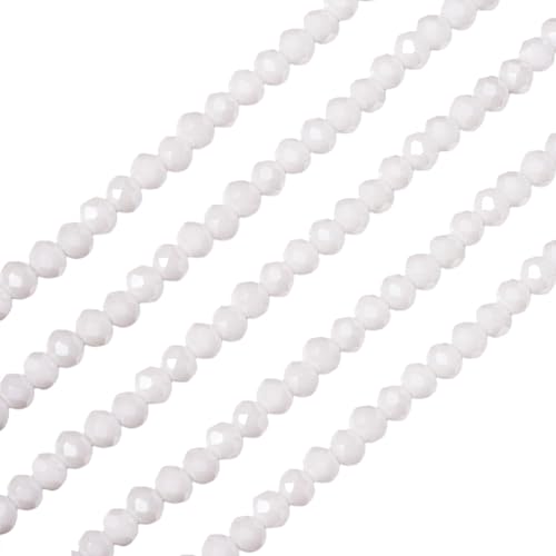 PandaHall 1300 Stück Briolette-Kristallglasperlen 4 mm facettierte Rondelle-AB-Farbe, weiße Glasperlen für Armband, Halsketten, Ohrringe, Schmuckherstellung von PH PandaHall