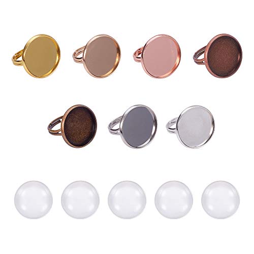 PandaHall 14 Sets 7 Farben Einstellbare Ringrohlinge, Fingerring-Einstellungen Komponenten Ringbasisrohlinge mit 20 mm Klarglas-Cabochons für die Herstellung von Ringrohlingen PandaHall 14 Sets 7 Farben Einstellbare Ringrohlinge, Fingerring-Einstellungen Komponenten Ringbasisrohlinge mit 20 mm Klarglas-Cabochons für die Herstellung von Ringrohlingen von PH PandaHall