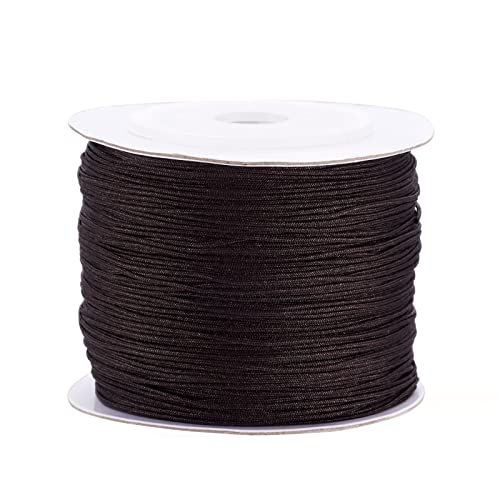 PandaHall 142 Yards 0,6 mm geflochtenes Nylonfaden, Kokosnussbraun, chinesisches Knotenschnur, Makramee, geflochtene Perlenschnur, Schnur für Kumihimo-Halsketten, Freundschaftsarmbänder von PandaHall