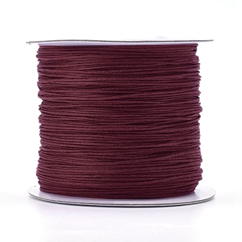 PandaHall 142 Yards 0,6 mm geflochtenes Nylonfaden, chinesische Knotenschnur, Makramee-geflochtene Perlenschnur für Kumihimo-Halsketten, Freundschaftsarmbänder, Dunkelrot PandaHall 142 Yards 0,6 mm geflochtenes Nylonfaden, chinesische Knotenschnur, Makramee-geflochtene Perlenschnur für Kumihimo-Halsketten, Freundschaftsarmbänder, Dunkelrot von PandaHall