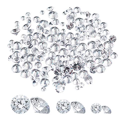 PandaHall 150pcs Diamantform Cubic Zirkonia Stein 3-Größen Kleine Klar Faceted Lose Perlen CZ Steine Pointed Back Cabochons für Ohrring Armband Schmuckherstellung, 4~8mm, mit vorgebohrtem Loch von PH PandaHall