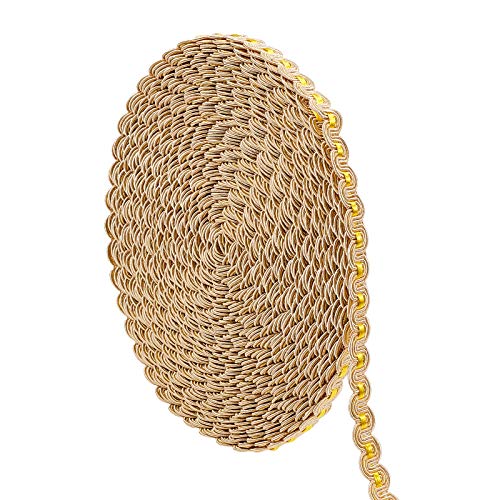 PandaHall 15M (16 Yards) 1/2" (14mm) Nylon-Kurvenmuster Gimp Braid Trim Für Kostüme DIY Crafts Nähen Schmuck Making Home Decoration, Dunkles Gold von PH PandaHall