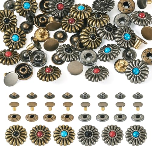 PandaHall 18 Sets Schraubnieten Leder Nieten Blume Druckknöpfe Kleidung Knöpfe Dekoration Nieten für Geldbörse Handtasche Schuhe Leder Handwerk Kleidung Gürtel von PandaHall