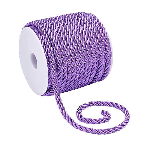 PandaHall 19 Yards 3 Geflochtener Kordelfaden 5mm Lila Twist Seil Dekorative Schnur Kordel Glänzende Viskosekordel Für Wohnkultur Polstervorhang Raffhalter Ehrenkordelbeutel Kordelzug, 18 m von PH PandaHall