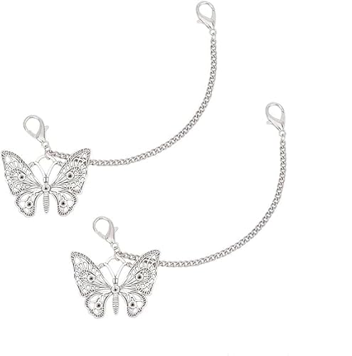 PandaHall 2 Stück Schuhanhänger Kette Metall Schuh Deko Ketten Schmetterling Schnürsenkel Charms Schuhschmuck Ketten Mit Karabinerverschluss Für Damen Sneaker Stiefel Sandalen Freizeitschuhe von PH PandaHall