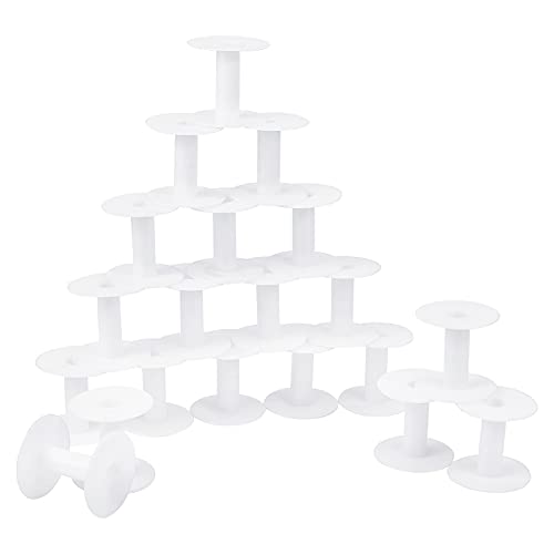 PandaHall 20 Packung Kleine Leere Spulen Weiße Kunststoffspulen Webspulen Bastelspulen Für Stickgarn, Garn, Band, Basteln Und Nähen, 2.2X 2.3 Zoll von PandaHall