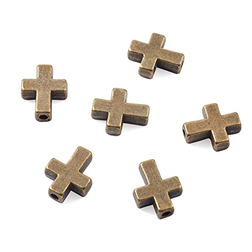 PandaHall 20 Stück tibetischer Stil Legierung Kreuz Perlen Antik Bronze Metall Spacer lose Perlen 15 x 12 x 5 mm Gebetsperlen für Schmuckherstellung Handwerk Loch: 2 mm von PH PandaHall