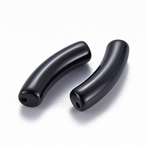 PandaHall 20 Stück undurchsichtige, gebogene Röhrenperlen aus Acryl, schwarz, lang, gebogen, für Schmuckherstellung, 32 x 9,5 x 8 mm, Loch: 1,8 mm PandaHall 20 Stück undurchsichtige, gebogene Röhrenperlen aus Acryl, schwarz, lang, gebogen, für Schmuckherstellung, 32 x 9,5 x 8 mm, Loch: 1,8 mm von PandaHall