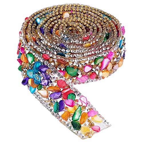 PandaHall 20 mm Kristall Strass Besatz Hotfix Band Bunt Künstlicher Edelstein Applikation Kette Verschönerung Für Hochzeit Brautkleid Schuhe Telefon Dekoration Kostümzubehör Schmuck DIY 1 m/1 Yard von PH PandaHall