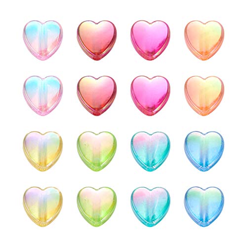 PandaHall Acryl-Herzperlen, 8 x 8 x 3 mm, AB-Farbe, Sweet Love, Abstandshalter, lose Perlen, Pony-Perlen mit 1,5 mm Loch für Halsketten, Armbänder, Ohrringe, DIY-Schmuckherstellung, 200 Stück von PandaHall