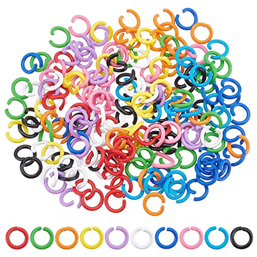 PandaHall 200 Stück Farbige Biegeringe 10 Farben Offene Biegeringe 6 mm O-Ring-Verbindungsstücke 18 Gauge Schmuckherstellung Ringe Kettenhemdringe Für Schlüsselanhänger Choker Ohrring Halsketten von PH PandaHall