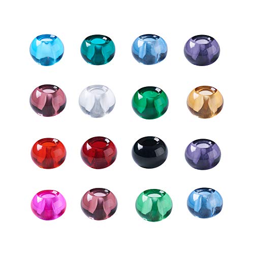 PandaHall Europäische Glasperlen, 14 mm, Großes Loch, Ohne Metallkern, Passend für Schlangenketten-Charm-Armbänder, 200 Stück von PH PandaHall