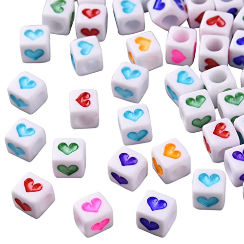 PandaHall 200 Stück Würfel Acryl Herz Perlen großes Loch weiß quadratisch mit gemischten Farben Herz Abstandshalter lose Perlen 6,5x6mm Mini Charm Perlen für DIY Handwerk Schmuck Halsketten Armbänder PandaHall 200 Stück Würfel Acryl Herz Perlen großes Loch weiß quadratisch mit gemischten Farben Herz Abstandshalter lose Perlen 6,5x6mm Mini Charm Perlen für DIY Handwerk Schmuck Halsketten Armbänder von PH PandaHall