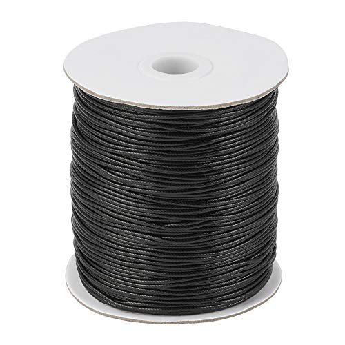 PandaHall 200 Yards/Rollen 1.5 mm Geflochtene Gewachste Baumwollschnur für DIY Armband Schmuckherstellung Handwerk Machen (Schwarz) von PandaHall