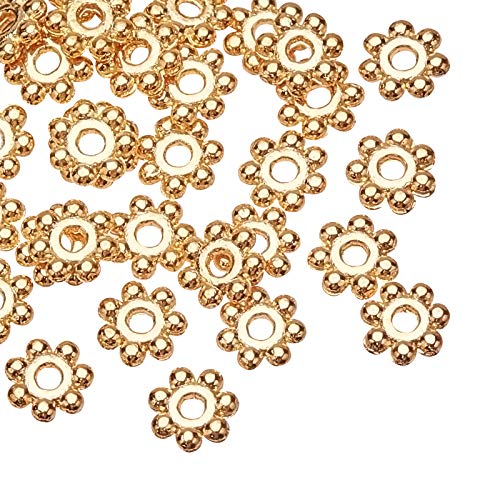 PandaHall 2000 stücke Goldene Tibetanische Alloy Blume Spacer Perlen Schmuckzubehör für Armband Halskette Schmuck Machen (4x1,2mm, loch: 1mm) von PH PandaHall